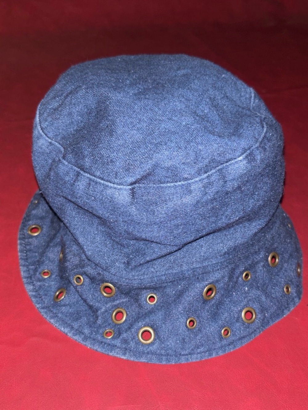 Denim Eyelet Bucket Hat - Navy Blue